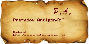 Preradov Antigoné névjegykártya